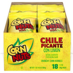 Corn Nuts in Chile Picante flavor make for a crunchy, flavorful snack you can bring on an airplane, offering a zesty kick that's both satisfying and easy to pack.