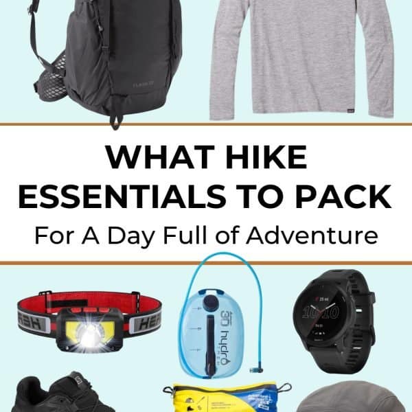 The perfect set of hike essentials, including a backpack, water bottle, and a hat to stay prepared. These items are key for staying comfortable and hydrated on any outdoor adventure.