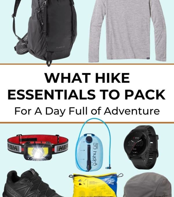 The perfect set of hike essentials, including a backpack, water bottle, and a hat to stay prepared. These items are key for staying comfortable and hydrated on any outdoor adventure.