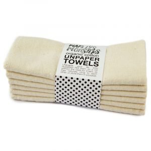 A bundle of organic cotton unpaper towels, an eco-friendly and reusable alternative to paper towels, perfect for the ultimate backpacking packing list.