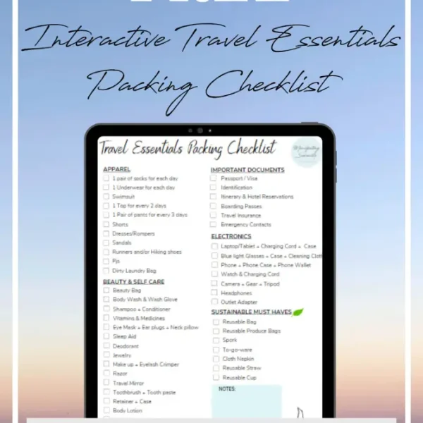 A neatly organized packing list for vacation, with essentials like clothes, toiletries, and accessories checked off. It’s a great reminder of how a well-prepared packing list can make your trip easier and stress-free.