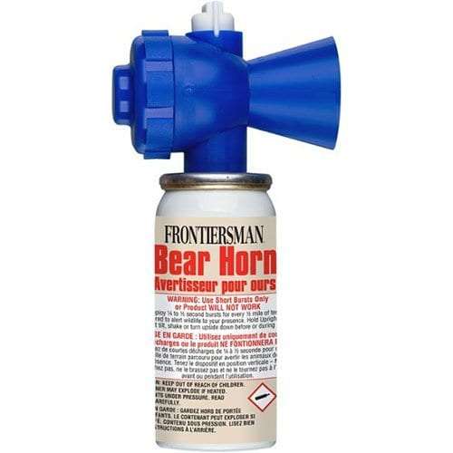 A canister of Frontiersman Bear Horn, a useful item for deterring bears and alerting others on the ultimate backpacking packing list.