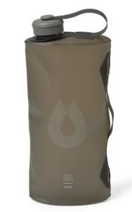 A 2-liter collapsible water bottle, an essential item for hydration on the ultimate backpacking packing list.